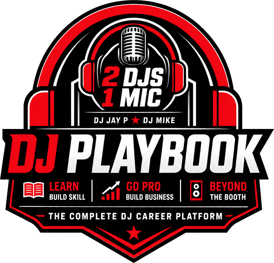 DJ Playbook crest, 2 DJs 1 Mic